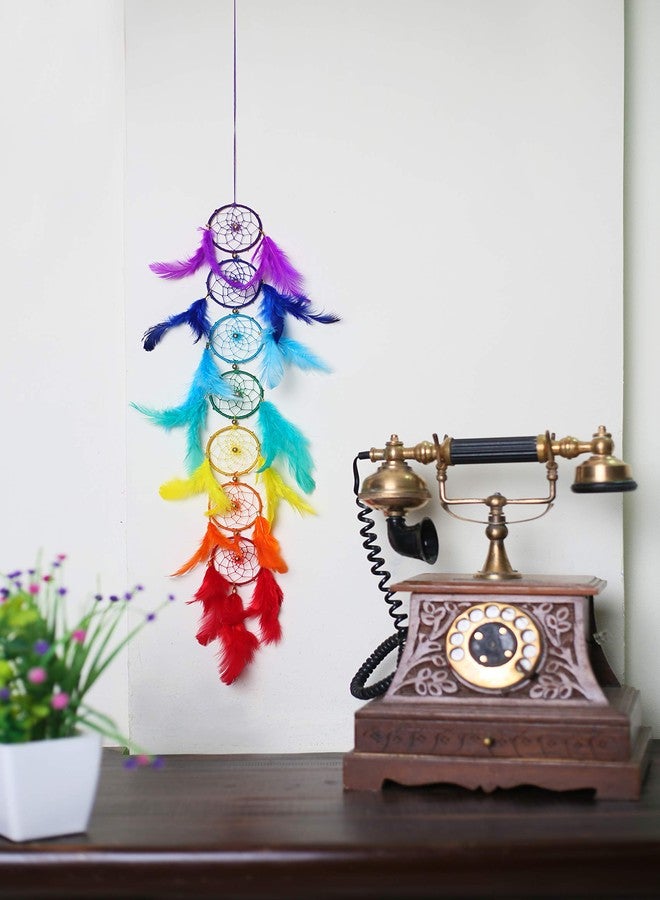 Rooh Dream Catcher ~ Rainbow 7 Tier ~ Handmade Hangings for Positivity (Can be Used as Home Decor, Gift, Wall Hangings, Meditation Room, Yoga Temple, Wind Chime & Car Hanging) - Image 2